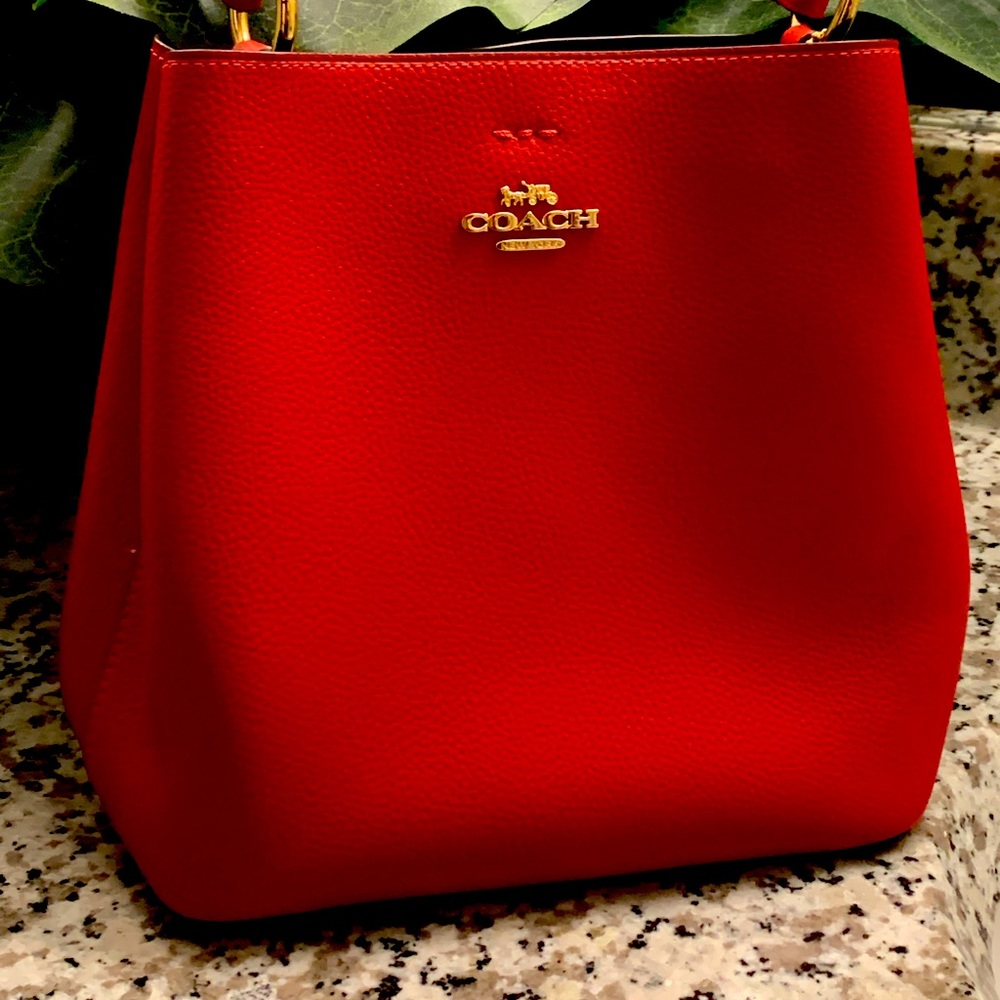 Coach Like New, with plastic on tag, Red Small Town Bucket Bag, Practically New
